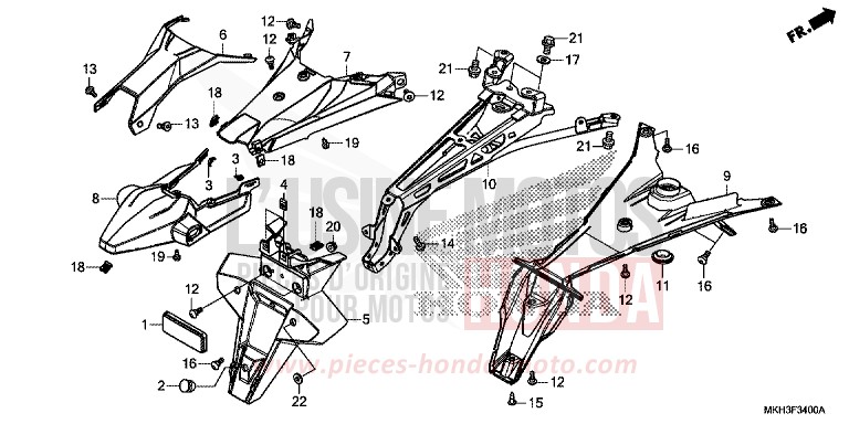 REAR FENDER for X-ADV 750 VICTORY RED (R334) from 2017